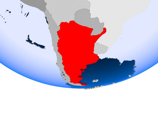 Obraz premium Argentina on globe