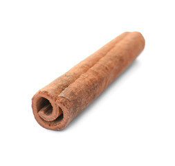 Aromatic cinnamon stick on white background