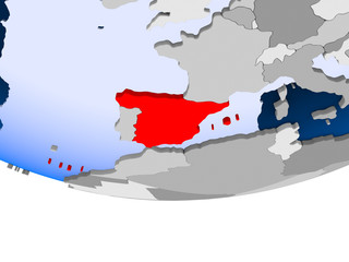 Spain on globe