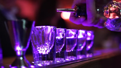 Shots Poured on Bar