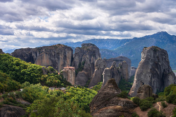 Roussanou Monastery panoramic view, Meteora Monasteries, Trikala, Thessaly, Greece.