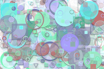 Abstract embossed & random circle, square & rectangle shape. Digital, round, illustration &...