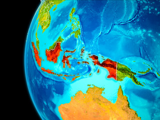 Fototapeta na wymiar Map of Indonesia in red