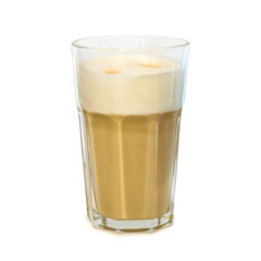 Latte in a glass cup
