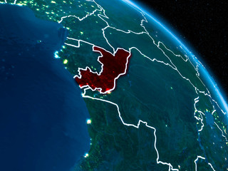 Satellite view of Congo at night