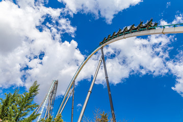 Roller coaster in sunny day in Spain