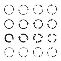 Set of black circle arrows. Vector Icons.