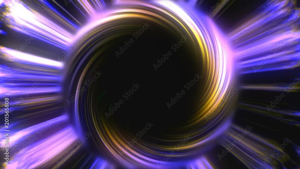 Poster big black hole in bright space, time warp, distortion of space, 3d rendering computer generating bac