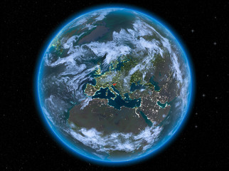 Slovenia at night on Earth