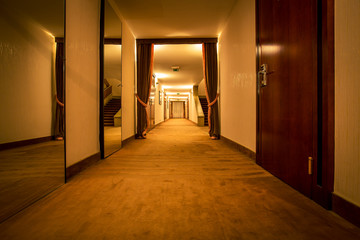 interior of hotel corridor 