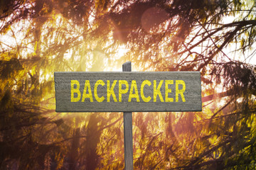 Fototapeta premium Backpacker Sign