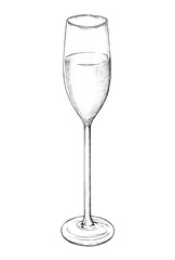 Hand drawn champagne glass