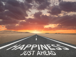 Happiness Just Ahead motivational quote