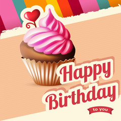 birthday card with cupcake and text