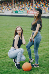 Fototapeta premium sporty girl at the stadium