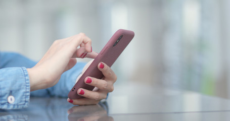 Close up of woman using smart phone