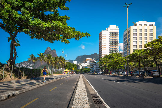 Cycling Path Along Ipanema Beach in Rio de Janeiro, Brazil