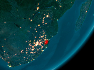 Swaziland from space at night