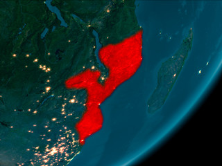 Mozambique from space at night