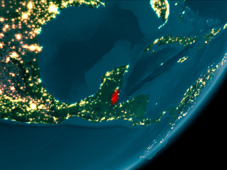 Belize from space at night