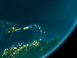Caribbean from space at night