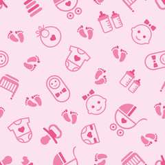 Baby girl decoration seamless pattern design