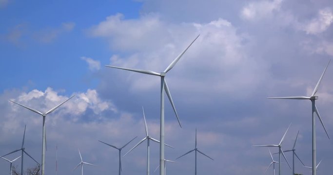 Wind turbine and cloud sky time lapse for electric energy