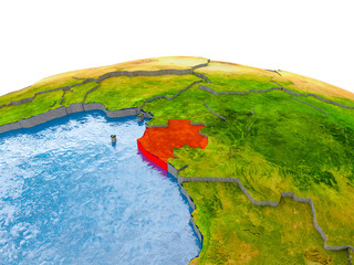 Gabon on model of Earth