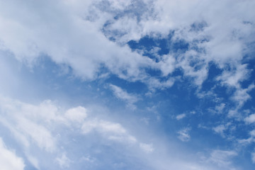 Bright cloud on beautiful blue sky , Fluffy clouds formations at tropical zone
