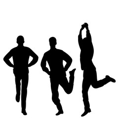 silhouette of a man dancing a dance, group