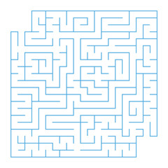 A square labyrinth with an entrance and an exit. Simple flat vector isolated illustration. With a place for your drawings
