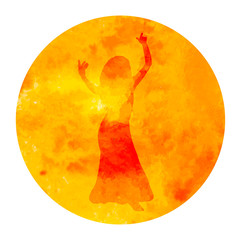  icon, watercolor silhouette girl dancing