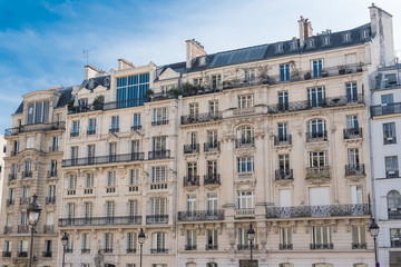 Fototapeta na wymiar Paris, beautiful building in the center, typical parisian facade, place du Pantheon 