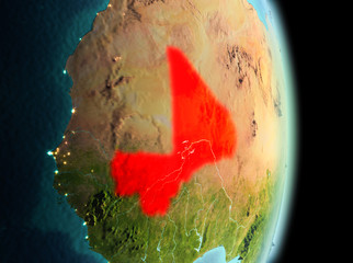 Mali in morning from orbit