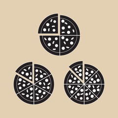 Pizza Piece Cut Set Vector and Icon