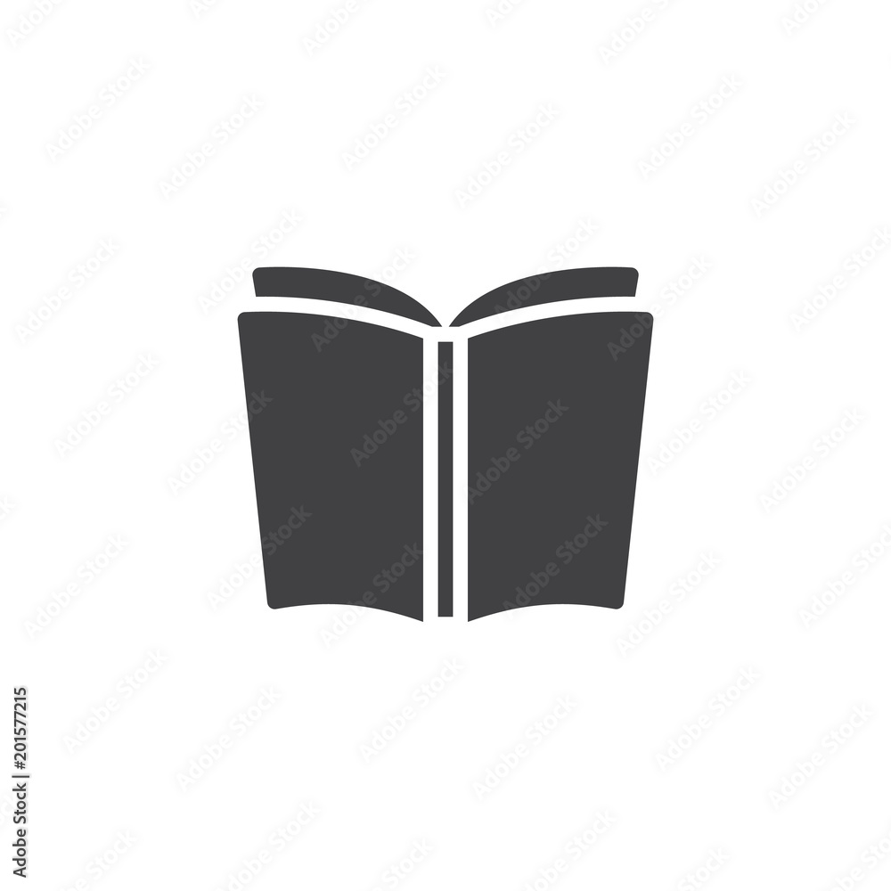 Aufkleber open book pages vector icon. filled flat sign for mobile concept and web design. library simple soli