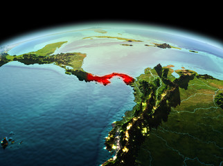 Fototapeta premium Panama on planet Earth in space