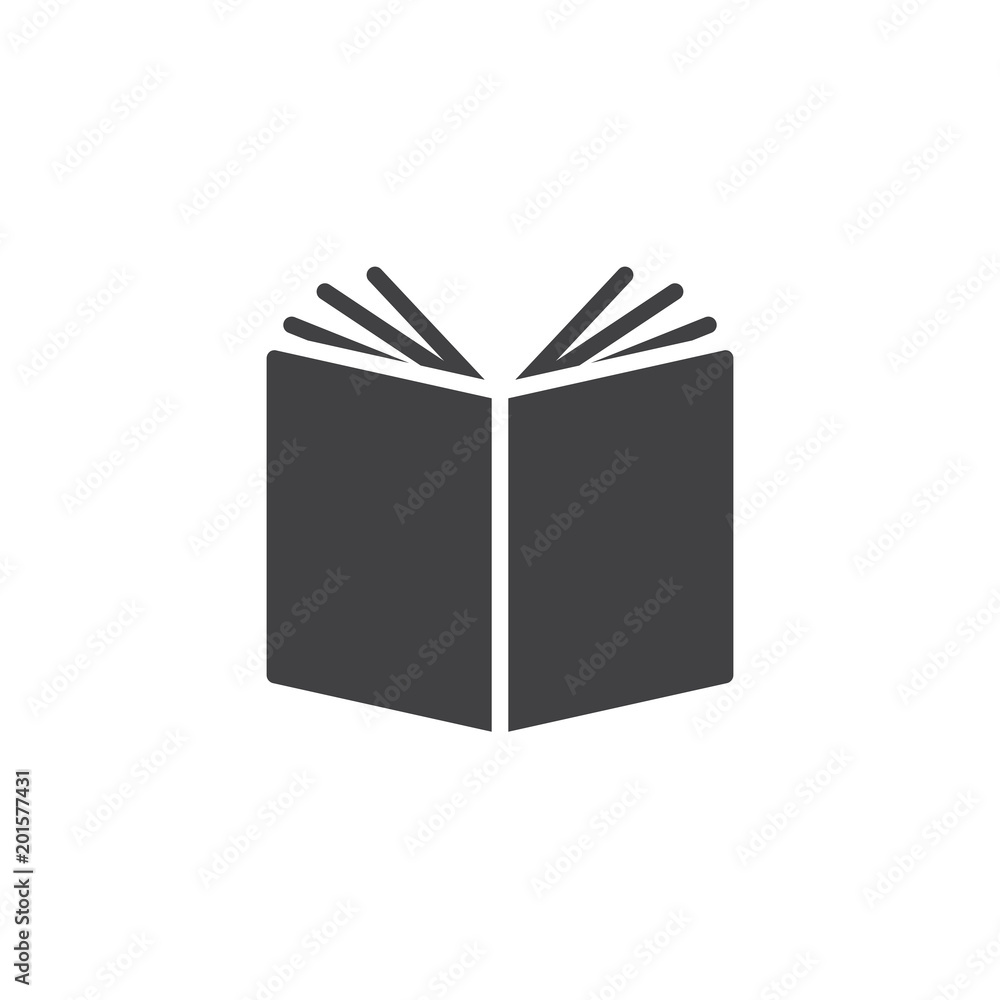 Poster book open vector icon. filled flat sign for mobile concept and web design. library reading simple so
