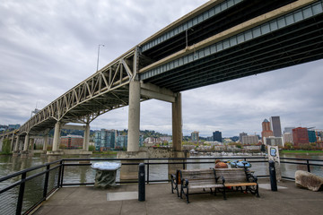 Scenery of waterfront riverside beside OMSI in Portland