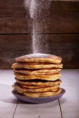 pancakes sour cream blueberry honey natural pastry homemade Breakfast