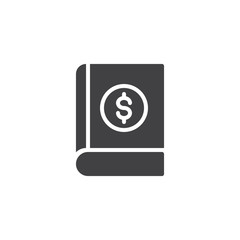 Book with dollar vector icon. filled flat sign for mobile concept and web design. Economy financial book simple solid icon. Symbol, logo illustration. Pixel perfect vector graphics