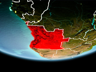 Angola in red in the evening