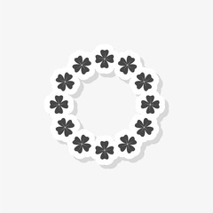 Four leaf clover for St. Patrick's day sticker, simple vector icon