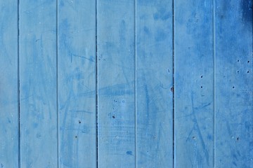 Old wooden plank wall painted blue, Texture for add text or graphic design
