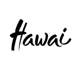 hawai, text design. Typography poster. Usable as background. Modern brush calligraphy. Ink hand lettering. Vector © farba2014