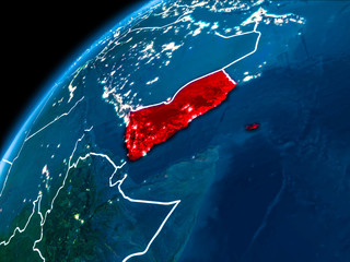 Map of Yemen at night