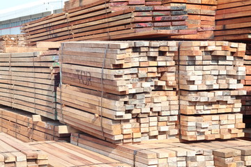 Stack of square rubberwood