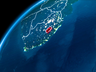 Map of Lesotho at night