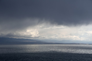 Seascape with beautiful clouds on croatian Adria