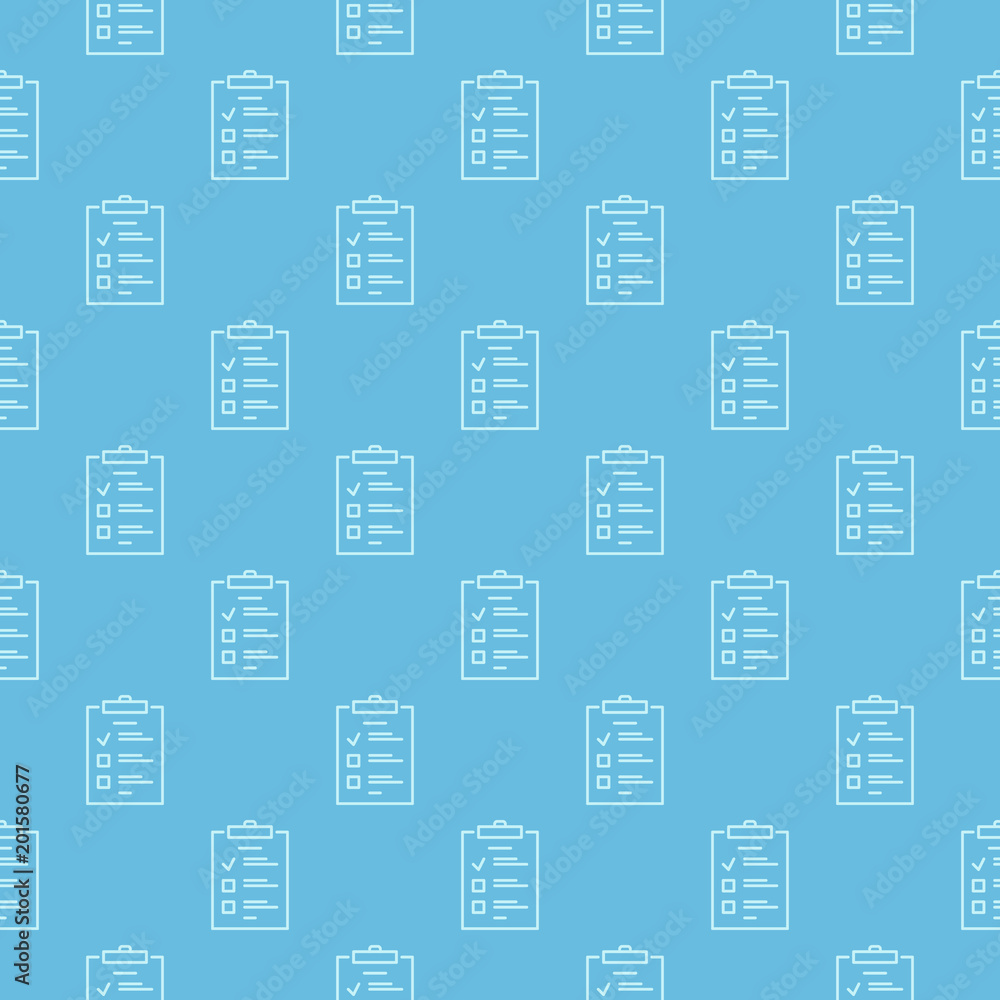 Poster Checklist blue vector linear seamless pattern or background